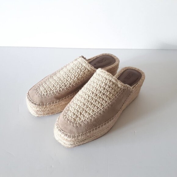 NWOT Zara ecru and khaki suede crochet espadrille platform sandals, EU 38 - Picture 8 of 14